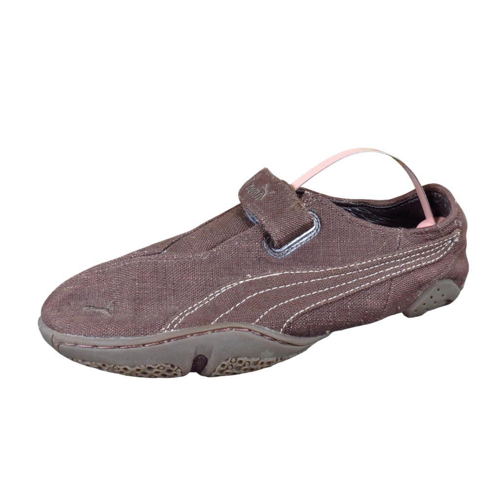 Puma Vintage Women Mary Jane Sneaker Size 7 Athletic Flat Brown Canvas Strap